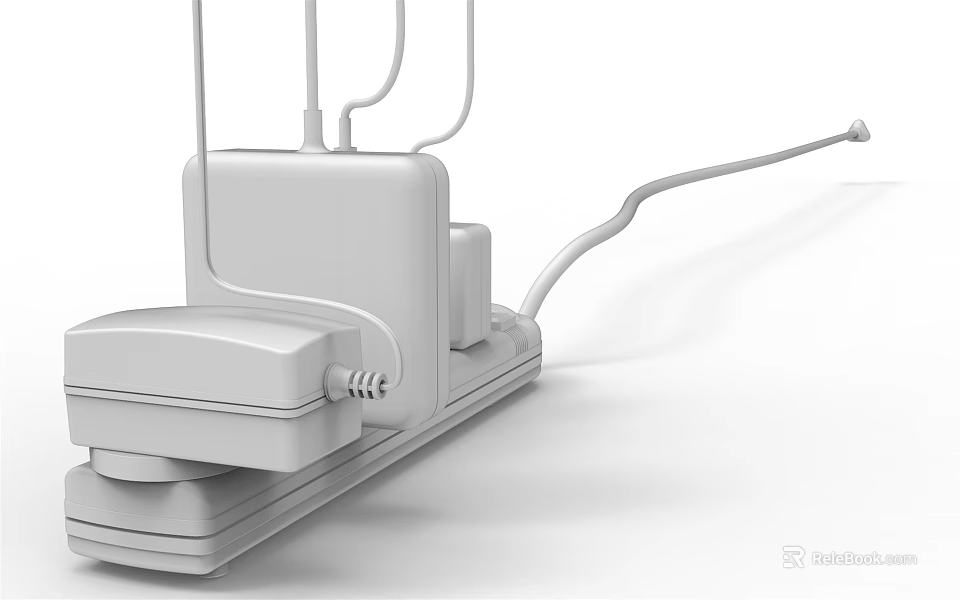 Modern Sleek White Switch Panel With Control Buttons And Electrical Connection Features 3d model 