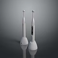 White Electric Toothbrushes With Base And Digital Display On Dark Surface 3d model
