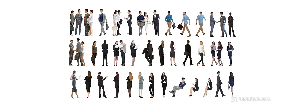 Diverse Professional People Standing Walking Talking And Sitting In Various Poses 3d model 
