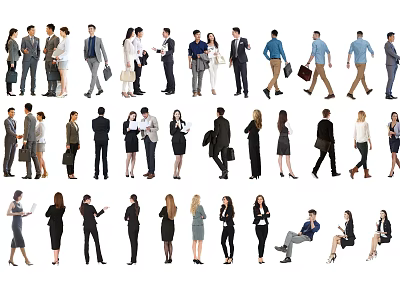 Diverse Professional People Standing Walking Talking And Sitting In Various Poses 3d model