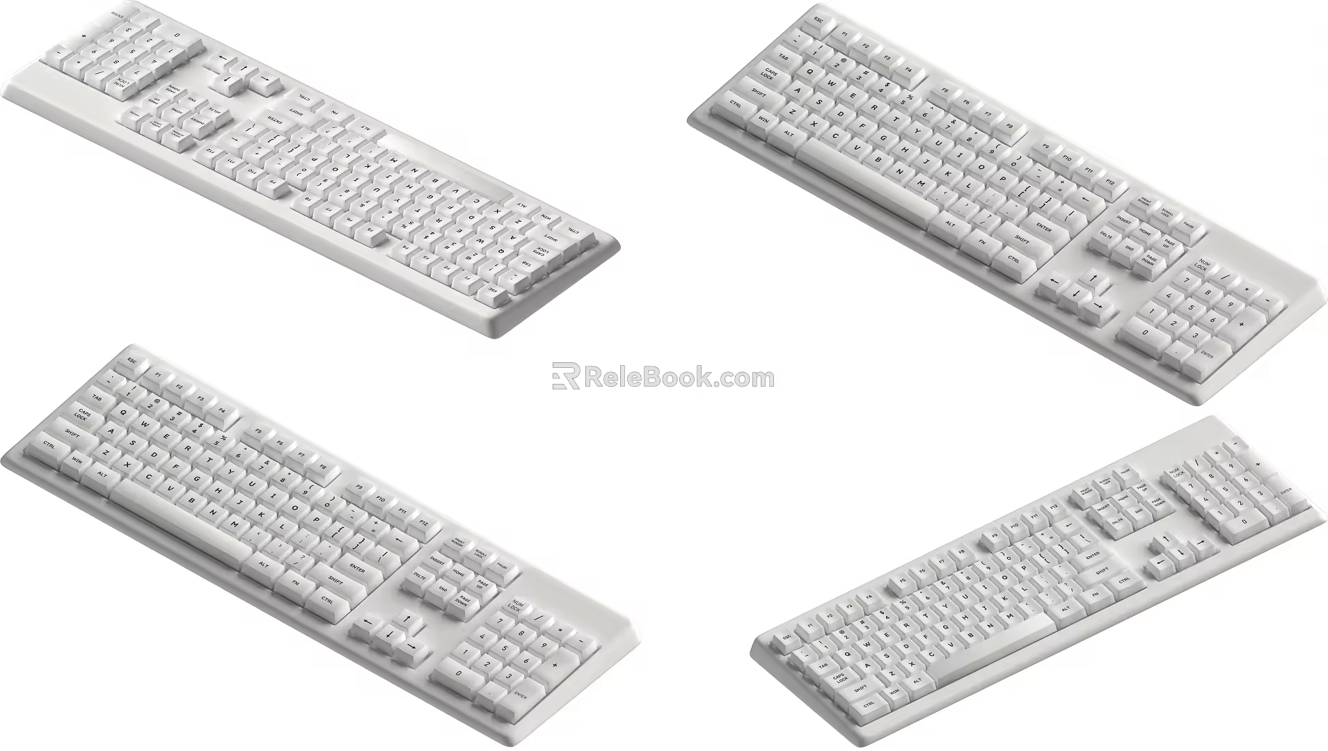 Modern Computer Keyboard White Mechanical Keyboard Combination White Computer Keyboard Computer Peripherals 3d model