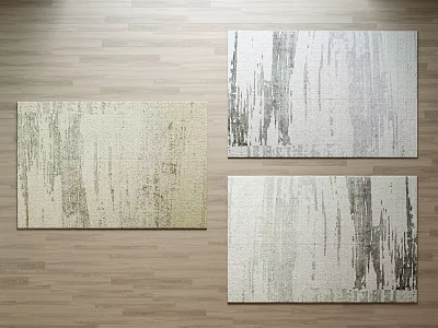 Square Rugs with Modern Textured Patterns in Beige Light Gray Dark Gray on Wooden Floor 3d model
