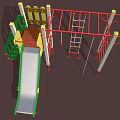 Outdoor Playground Equipment With Green Slide Climbing Frame Ladder And Rings