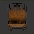 Rusty Orange Oil Tank Car With Metal Ladder And Frame
