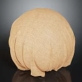 Linen Covered Spherical Decorative Object Featuring Wrinkled Surface And Smooth Reflective Base