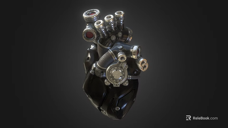 Shiny Intricate Detailed Metallic Mechanical Heart With Gears Pipes And Components 3d model 