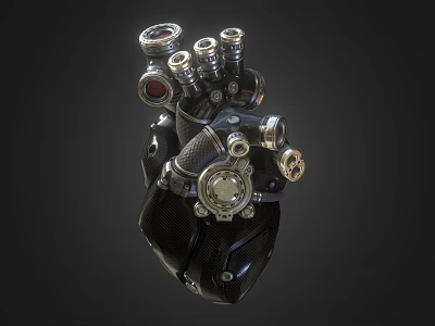 Shiny Intricate Detailed Metallic Mechanical Heart With Gears Pipes And Components 3d model