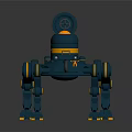 Blue And Yellow Mechanical Robot With Multiple Legs And Round Top Device 3d model