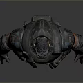 Game Movie Character In Heavy Armor With Blue Glowing Accents And Tactical Gear