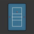3D Table Tennis Table Design With Blue Surface White Lines And Red Post Net