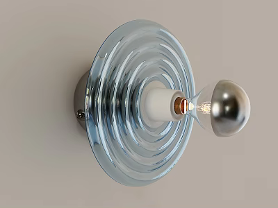 Modern Blue Transparent Glass Wall Lamp With Silver Base And White Bulb 3d model