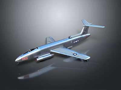 Silver Passenger Aircraft Model With Metallic Finish USAF Emblem On Wing Sleek Design And Reflection 3d model
