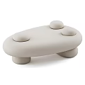 White Modern Coffee Table With Rounded Shapes And Unique Base Design