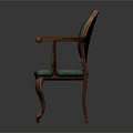 Classic Green Velvet Upholstered Armchair With Wooden Frame And Curved Legs