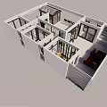 Modern 3D Interior Floor Plan With Open Rooms Large Windows And Furniture
