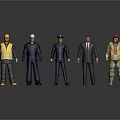 Game and Movie Characters Various Occupational Roles With Different Uniforms And Attire 3D Rendered Models