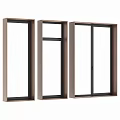 Various Modern Casement Windows With Wooden Frames And Different Design Styles 3d model