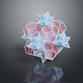 3D Artistic Geometric Structure With Star Shaped Polygons Blue Pink Translucent Design