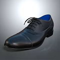 Black Leather Dress Shoes With Blue Interior And Lace Up Design For Formal Occasions
