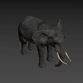 Realistic Gray Elephant with Large Tusks as Game Movie Character