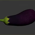 Fresh Ripe Purple Eggplant With Green Stem Isolated On Gray Background