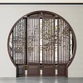 Traditional Chinese Wooden Circular Room Divider With Lattice Design For Interior Decor