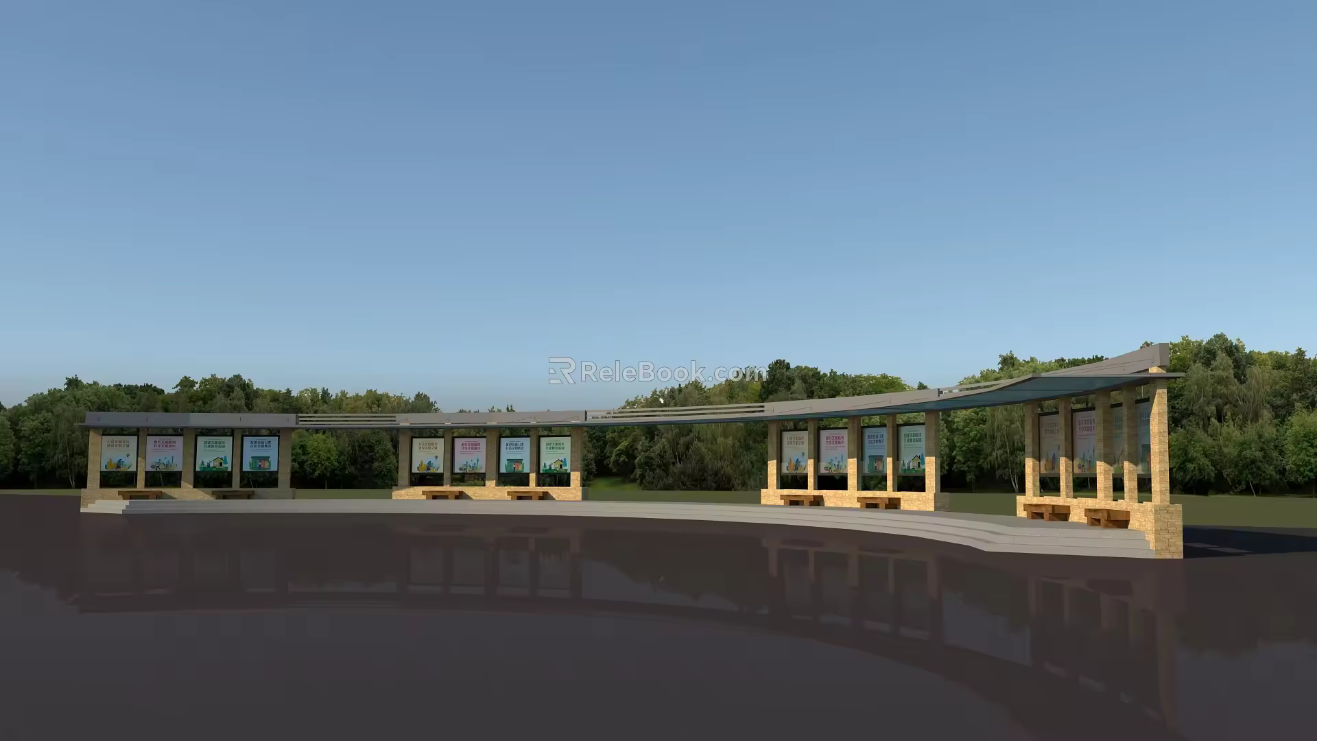 Curved landscape gallery 3d model
