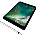 Modern Tablet with Stylus Pen Ocean Wave Wallpaper and Time Date Screen