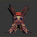 Pixelated Creature With Red Pink Wings Purple Legs And Detailed Pixel Art Design