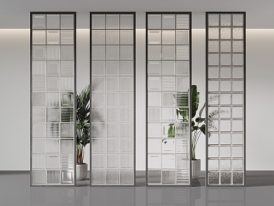 Modern glass partition green plant 3d model