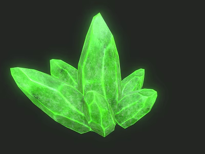 Glowing Green Crystal Cluster Structure With Prismatic Facets And Luminous Glow 3d model