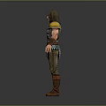 Man In Yellow Shoulder Armor Silver Scale Vest Brown Pants Boots And Arm Bracers