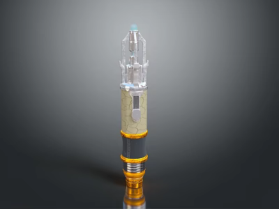 High Tech Weapon Featuring Transparent Upper Section And Metallic Golden Lower Structure 3d model