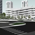 Modern Urban City Layout With Tall Buildings Central Structure And Green Spaces