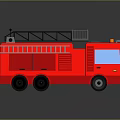 Detailed Red Fire Truck With Ladder And Top Equipment 3D Rendering