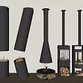 Stylish Modern Black Fireplaces With Various Designs And Wood Logs