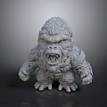 Detailed 3D Sculpted Gorilla Model With Textured Fur And Fierce Standing Pose