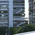 Modern Multi storey Office Building With Glass Curtain Walls And Balcony Greenery Design