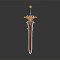 Ornate Mythical Sword With Gold And Blue Accents Decorative Hilt And Detailed Blade