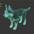 Cute Black And White Husky Puppy With Blue Eyes Wagging Tail Standing On Smooth Surface