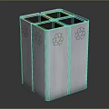 Multi Compartment Recycling Bins With Colored Lids And Recycling Symbols White Design
