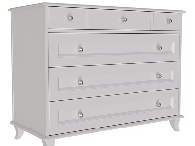 White Chest of Drawers with Multiple Drawers Metal Handles and Sleek Design for Home Storage 3d model