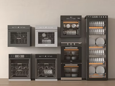 Modern Kitchen Interior With Built in Appliances Like Dishwashers And Ovens 3d model