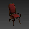 Wooden Frame Dining Chair with Red Leather Upholstered Seat and Backrest