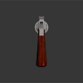 Silver Classic Revolver Featuring Metallic Gloss And Red Wooden Grip With Wood Grain
