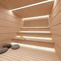 Wooden SPA Sauna Room With Stepped Seating And Warm Lighting
