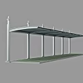 Modern Covered Carport Structure With White Columns And Green Base 3d model
