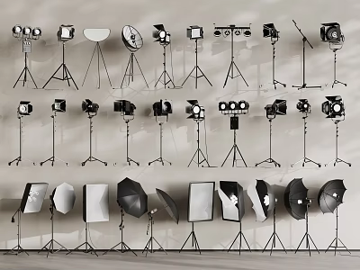 Complete Professional Studio Photography Lighting Kit With Stands Softboxes And Reflectors 3d model