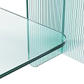 Modern Transparent Glass Coffee Table Design With Geometric Structure And Linear Details