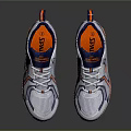 White Blue And Orange Sports Shoes With Mesh Upper And Brand Logo